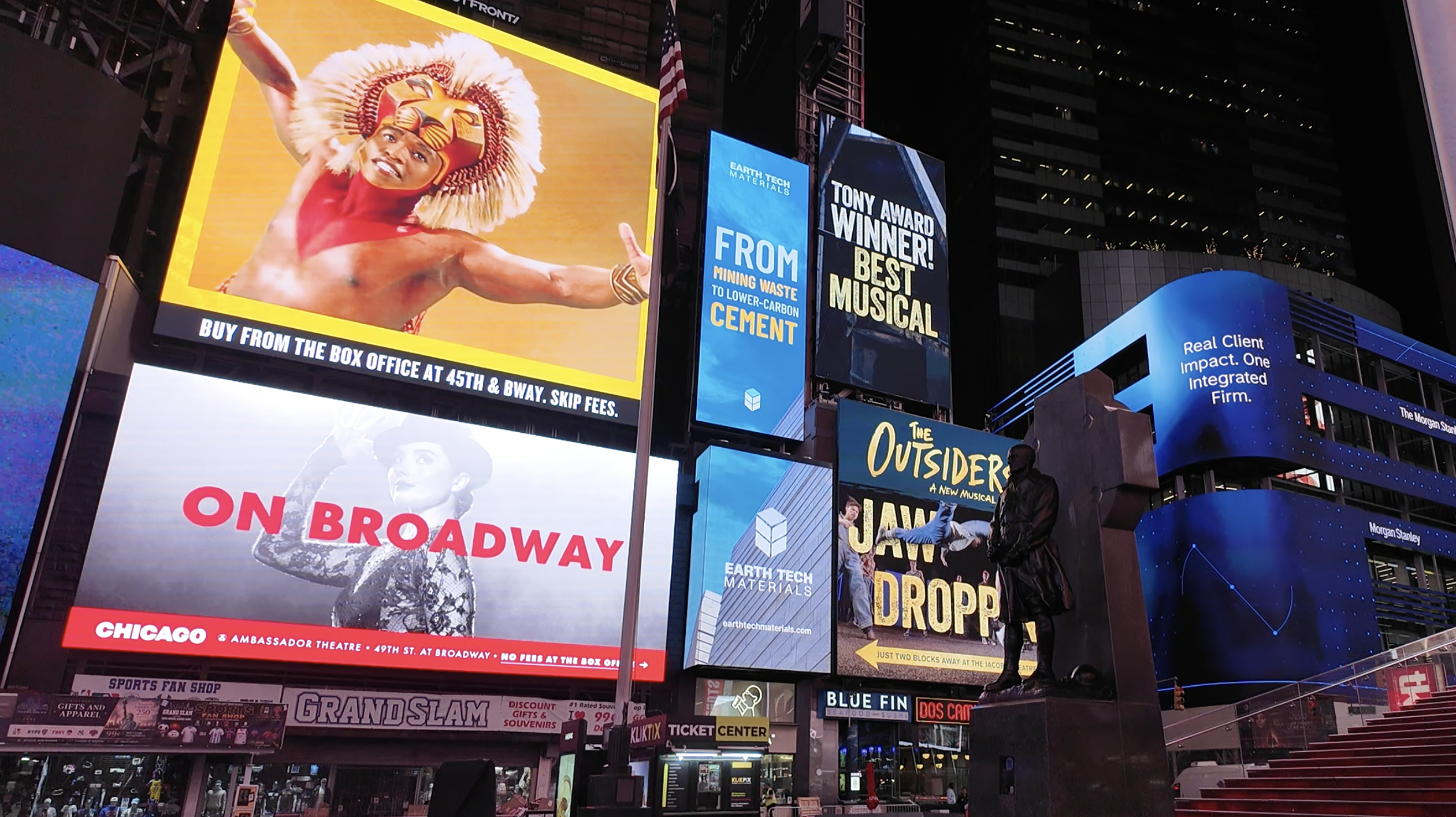 Earth Tech Material's billboard in Times Square